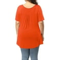 thumbnail image 4 of Women's Plus Size Henley V Neck Button up Tunic Tops Casual Short Sleeve Blouse Shirts, 4 of 7
