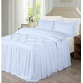 thumbnail image 2 of Chezmoi Collection Aria 3-Piece Pintuck Ruffle Skirt Bedspread Set, Soft Lightweight French Country Chic Farmhouse Pinch Pleat Crinkled Texture Microfiber Bedding, Queen, White, 2 of 8
