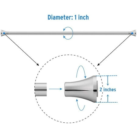 Chrome Shower Curtain Rod 42-72 Inches Adjustable Tension Curtain Rod No  Drill room Curtain Rod Rust-Resistant for room Bedroom Window Closet, Chrome