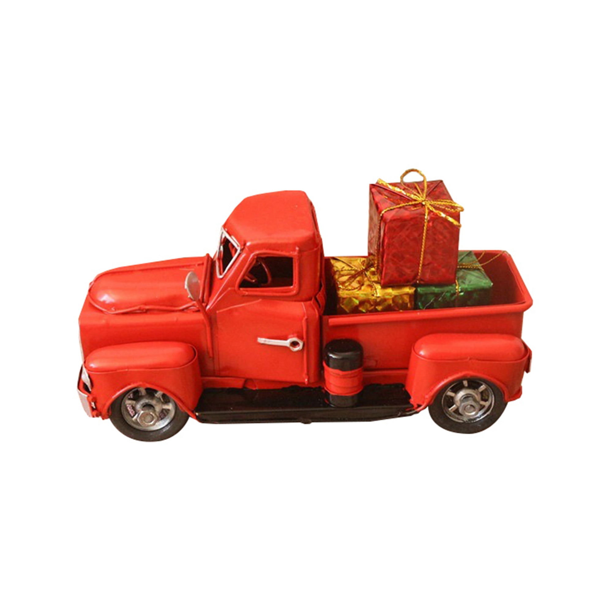 hirigin Red/White Christmas Truck Decor Farmhouse Metal Truck Decor