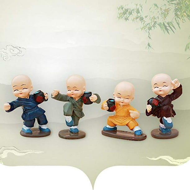 4Pcs/Set Drunken Cartoon Little Monk Doll Decoration Auto Dashboard Car  Ornament Toy Gift 