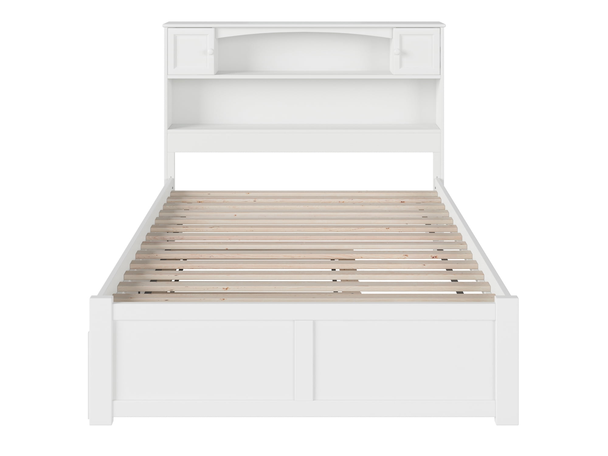 AFI Newport Full Solid Wood Platform Bed with Footboard & Twin Trundle in White
