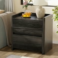 thumbnail image 3 of Nightstand with 2 Drawers, Modern End Table for Bedroom, Bedside Table with Cut-Out Handle, Large Night Stand for Home Office, Dark Grey, 3 of 8
