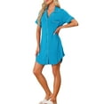 thumbnail image 2 of INSPIRE CHIC Camisón de botón para mujeres, pijama vestido de manga corta, ropa de descanso de verano, noche de gala L azul cielo, 2 of 6