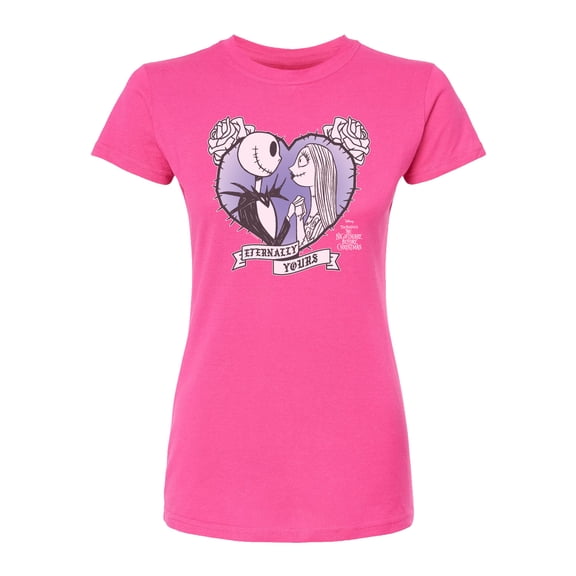 The Nightmare Before Christmas - Jack Sally Heart Rose - Juniors Fitted Graphic T-Shirt
