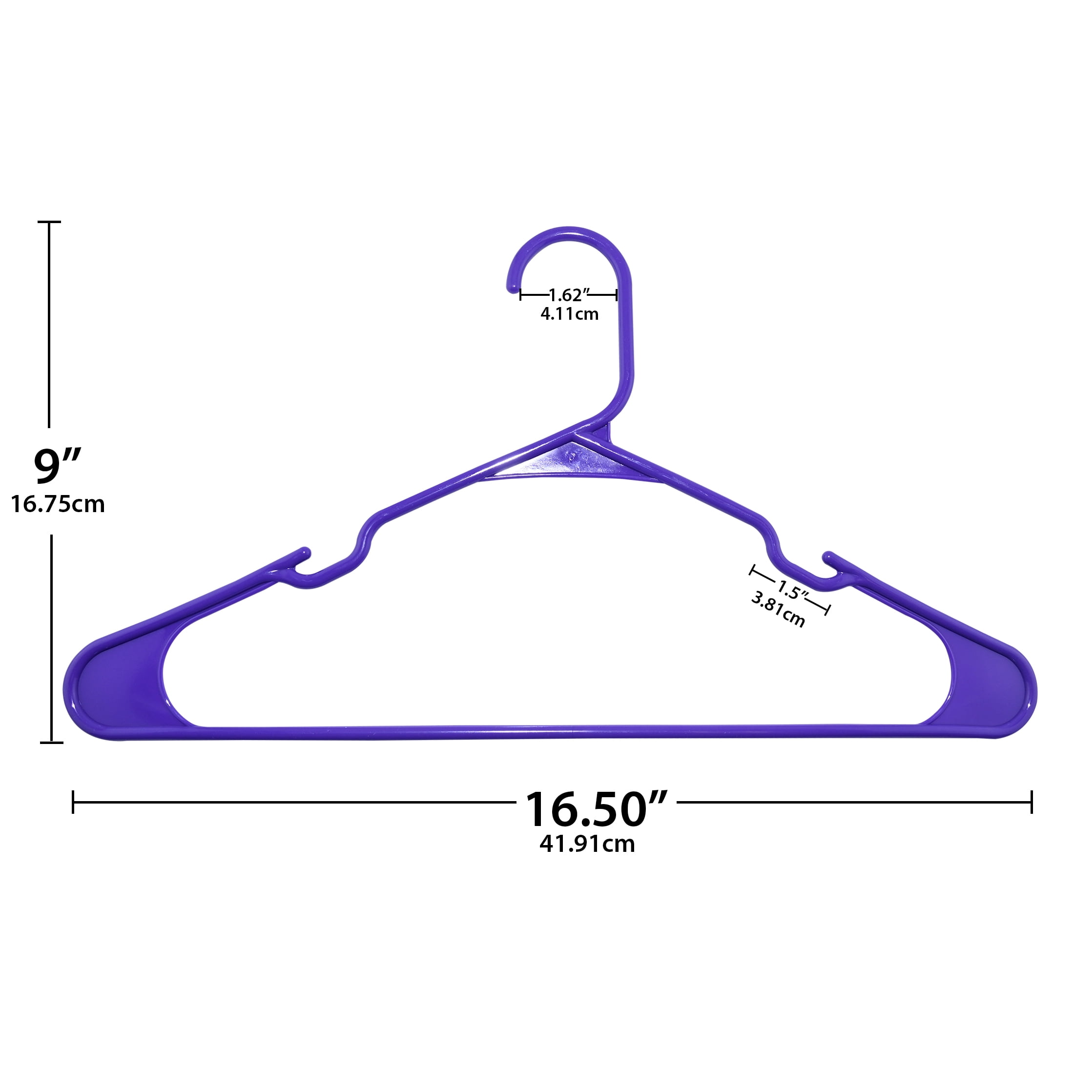 Mainstays Plastic Notched Adult Clothes Hangers, Dark Grape, 100 Count