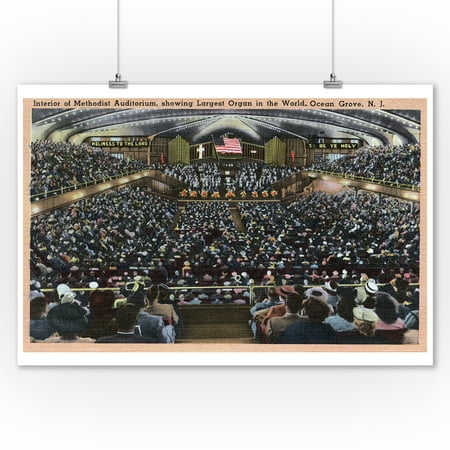 Interior Auditorium (Ocean Grove, NJ - Interior View of Methodist Auditorium, Organ (9x12 Art Print, Wall Decor Travel)