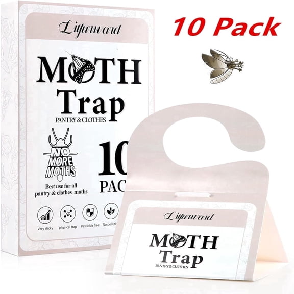 Pantry Moth Traps 10 Pack, Sticky Glue Traps with Professional Strength Pheromones for Food Cupboards, Kitchen and House Pantry, Non Toxic