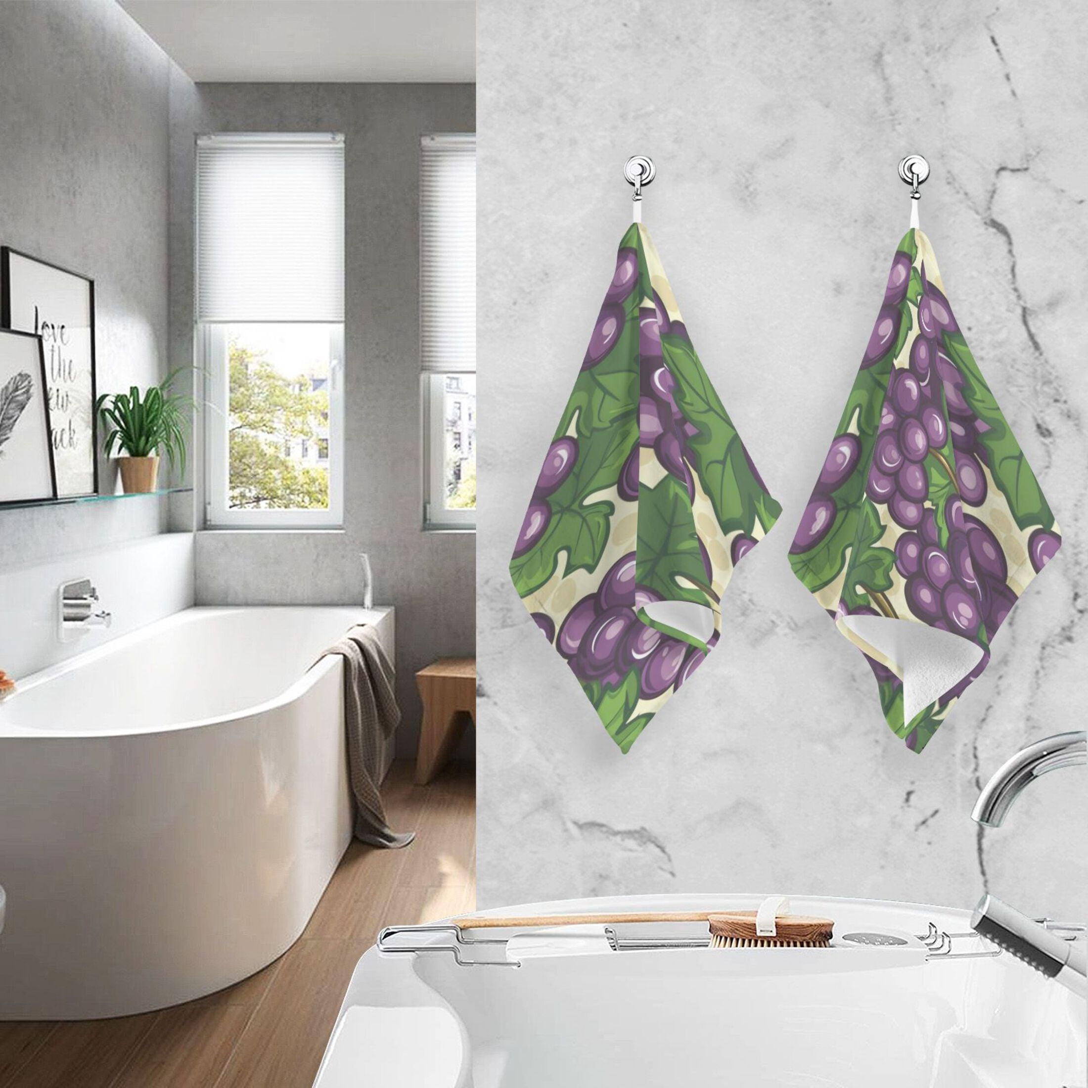 Cotton Towel Two-Piece 16x28 Inch One Sizex2 Face Towel Set Towel Set Cotton Hand Bath Towel Bathroom Beach Dark Purple Grape