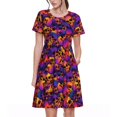 thumbnail image 1 of Bixox Robe d'Été à Manches Courtes pour Femmes Robe Ample Longueur Genou avec Poches-Culotte, 1 of 7