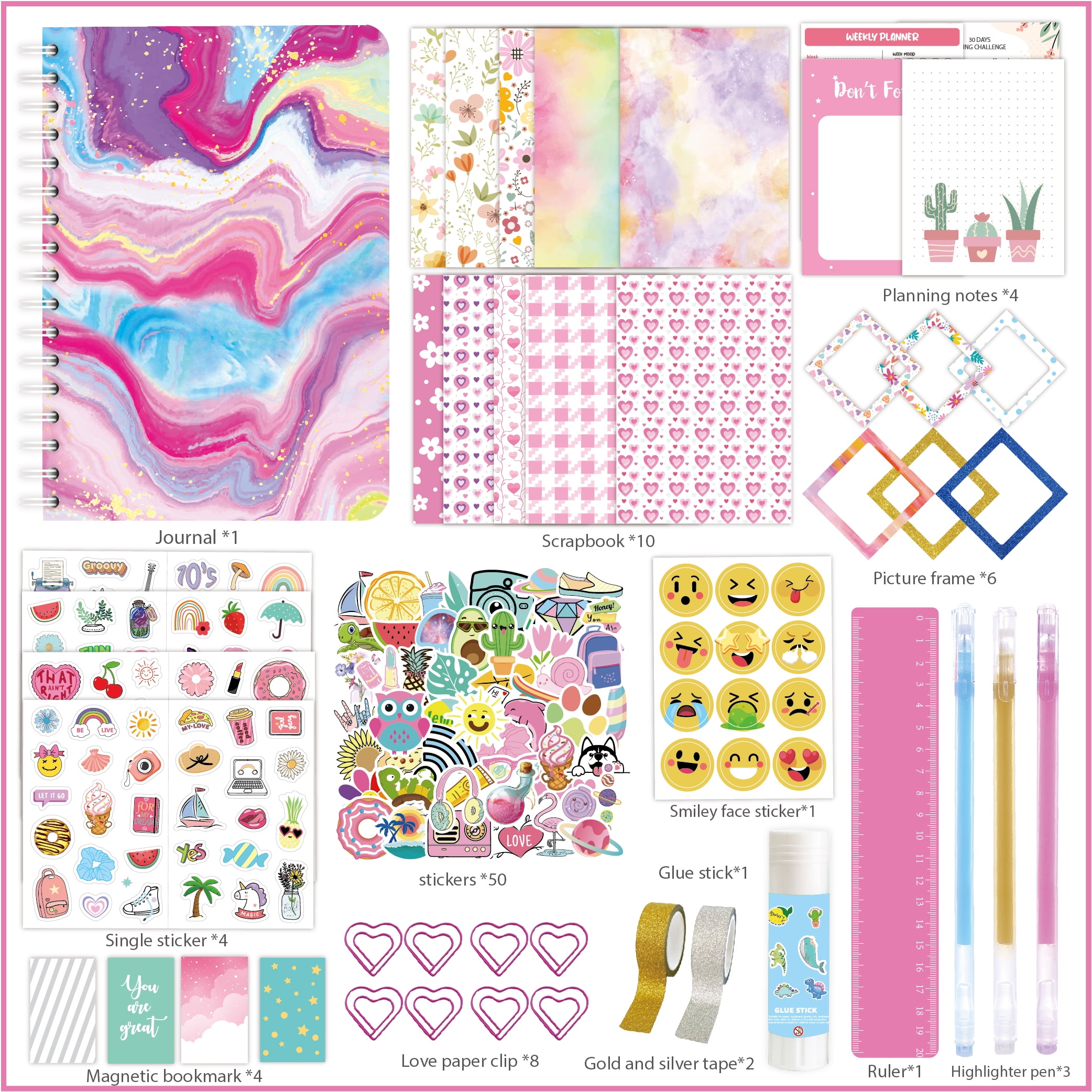 Toys for Ages 8-13 Girls Gifts: DIY Journal Kit for Tween Teen Girls 6 7 8 9 10 11 12 13 14 Year Old - Scrapbook & Diary Art Crafts Kit Birthday Holiday Gifts Toys for Kids Age 6-8 8-12 10-14