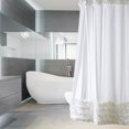 thumbnail image 4 of Ounissouiy Cortina de baño de poliéster sin moho repelente al agua con forro de cortina de ducha con volantes de diseño caliente de 3 tamaños Juegos de accesorios de baño Blanco NO1, 4 of 4