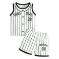 thumbnail image 2 of Tfken Boys Outfit Set Size 2 Years-3 Years Baby Striped Letter Baseball Clothes Sleeveless T Shirt Set Two Sets Toddler Boy Outfit Black, 2 of 8