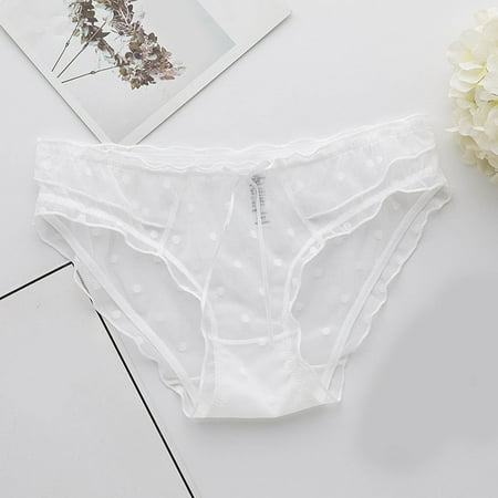 

qazqa ladies panties polka dot lace panties mesh streamer panties low waist breathable briefs white l