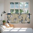 thumbnail image 3 of Cute Cat Tier Curtains 24 Inch Length, Navy Blue Beige Vintage Animal Cafe Short Curtains for Bathroom Over Sink, Small Kitchen Curtain Light Filtering Tiered Drapes 2 Panels 27.5"Wx24"L, 3 of 8