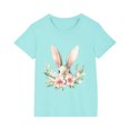 thumbnail image 3 of Virmaxy 3-10Yrs Children's Spring Easter Essentials Cute Bunny Print Cotton Top with Short Sleeve for School Celebrations Daily Wear Blue-2 5 Years, 3 of 4