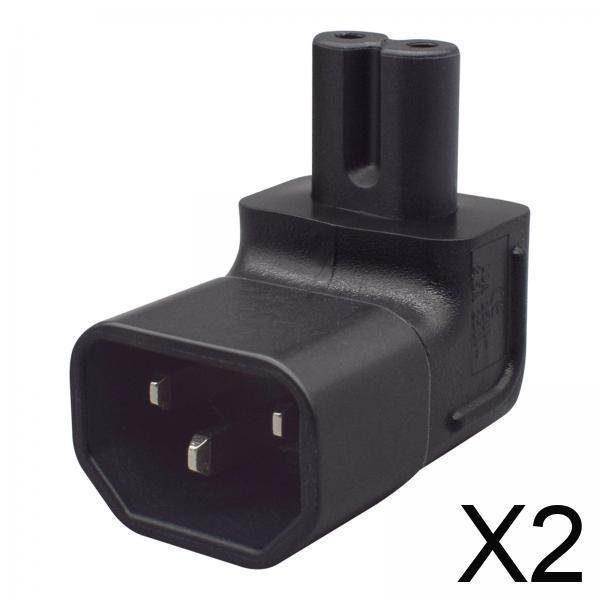 Adaptador de corriente,IEC320 C14 a C7 Adaptador de corriente 2.5A 10A 250V,Convertidor IEC320 C14 a IEC320 C7 Ángulo recto,C14 macho a C7 hembra Conector de conversión PVC,C14 3 pines macho