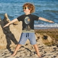 thumbnail image 3 of FORMRS Boys Rash Guard with Short Sleeves UPF 50+ Swim Shirts Sizes 3-12T, Sitting on The Moon, 3 of 6