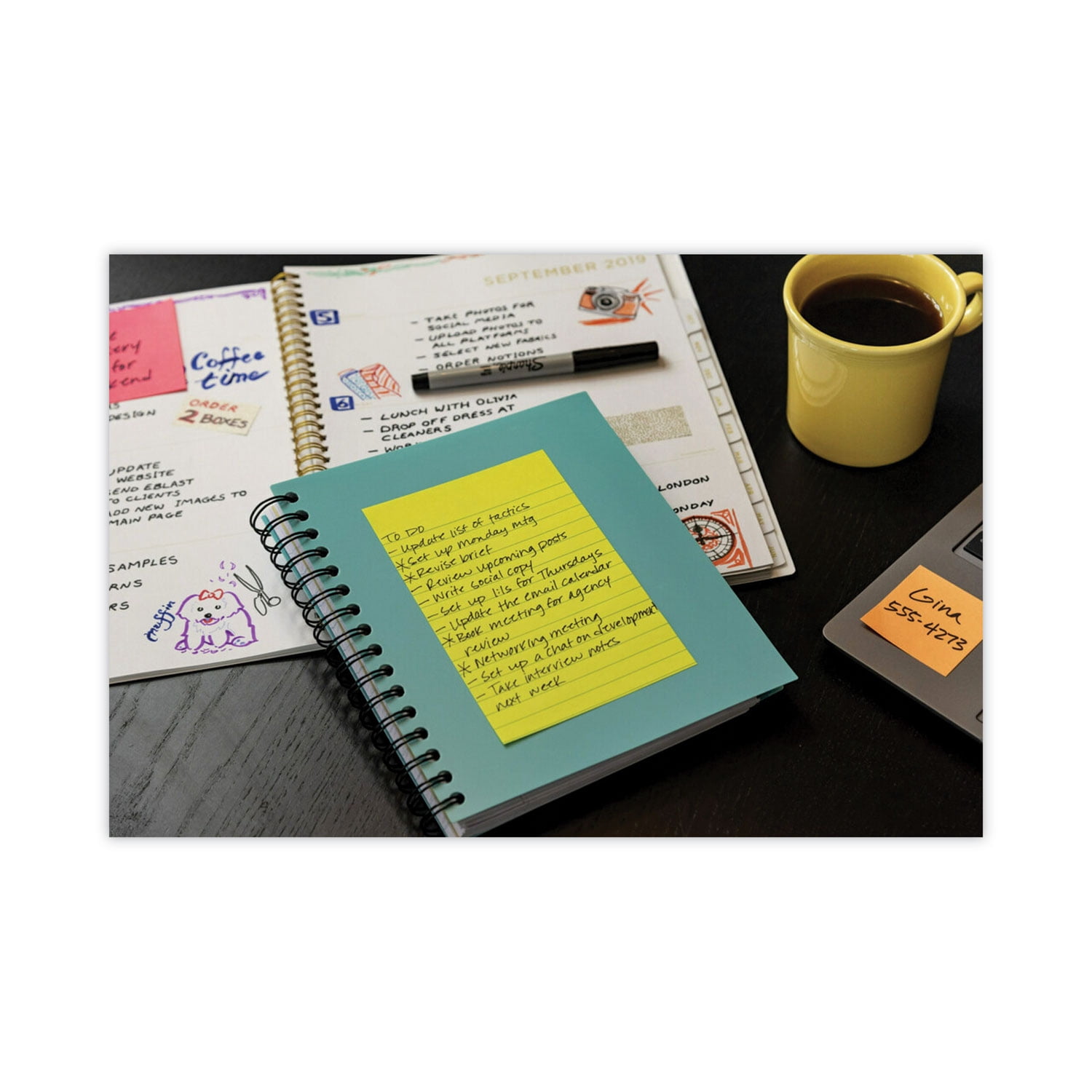 Post-it Notes, 4 in x 6 in, Floral Fantasy, Lined, 3 Pads