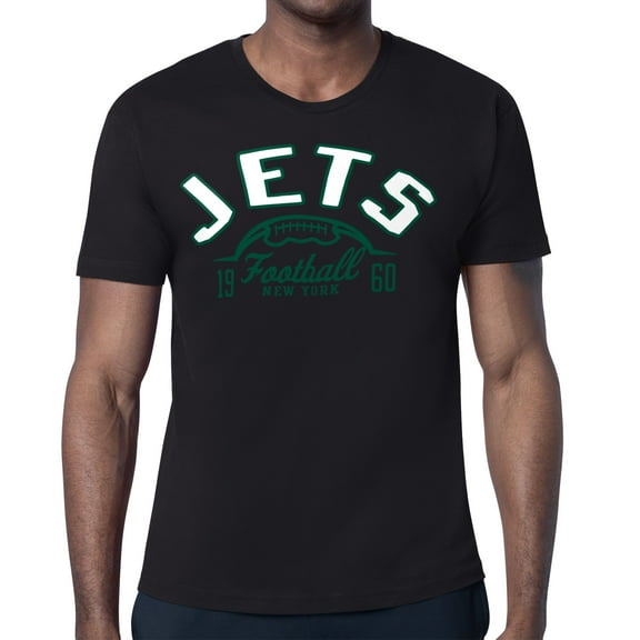 Men's Starter Black New York Jets Half Ball Logo T-Shirt