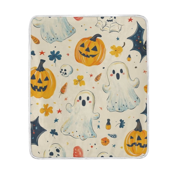 Yayeee Throw Blanket for Couch Soft Warm 50" x 60" Sofa Chair Bed Decoration, Halloween Cute Ghosts