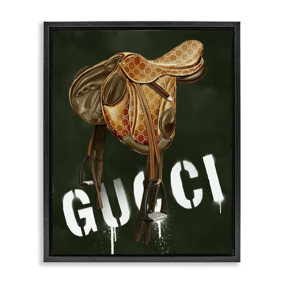 Stupell Industries Glam Horse Saddle Beauty & Fashion Painting Black Floater Framed Art Print Wall Art, 17 x 21