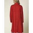 thumbnail image 3 of Made by Johnny Women's Casual Cozy Braided Open Front Long Pocket Cardigan Sweater L RED, 3 of 6