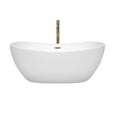 thumbnail image 3 of Rebecca 60 Inch Freestanding Bathtub in White with Polished Chrome Trim and Floor Mounted Faucet in Brushed Gold, 3 of 7