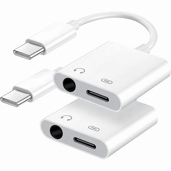 xixishop USB C to 3.5mm Headphone Jack and Charger Adapter, 2-in-1 Audio & Fast Charging Splitter for Apple iPhone 17/16/15/Pro/Pro Max, iPad, Samsung, Pixel, and More 2Pack