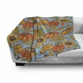thumbnail image 3 of Harvest Soft Flannel Fleece Throw Blanket, Agriculture Theme Vegetable Pattern Corns Pumpkins and Sunflowers, Cozy Plush for Indoor and Outdoor Use, 60" x 80", Orange Yellow Pale Blue, by Ambesonne, 3 of 6
