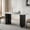 White & Black, variant on Holaki Rectangular Dining Table, 51.2" Faux Marble Dining Table with Tempered Glass Top, Modern Kitchen Table with Metal Cross Legs for Kitchen, Living Room, Restaurant, White & Black