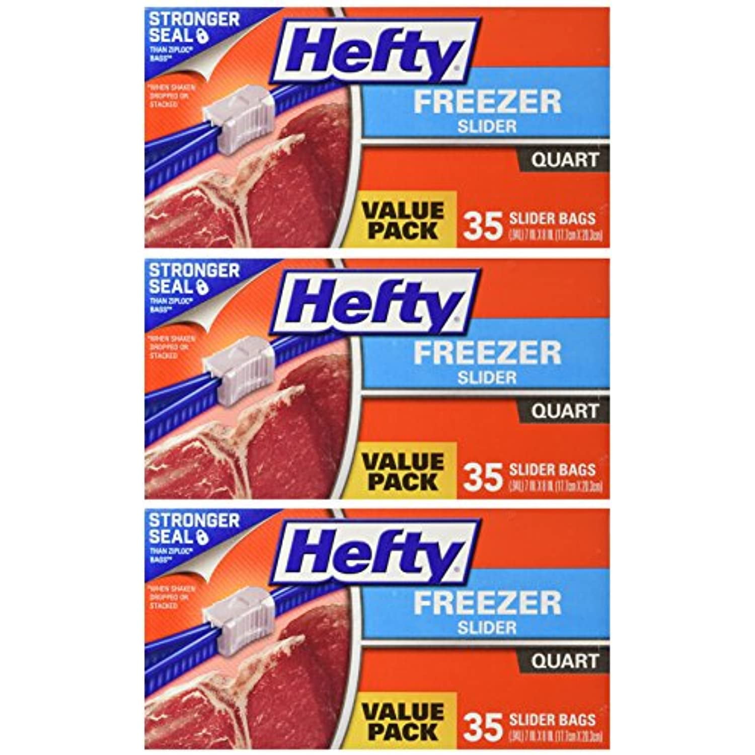 Hefty Slider Freezer Bags 25 Count Pack of 3 Gallon Size 75 Count 