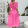 thumbnail image 7 of zaveiop Women Swimsuit Cover up Bikini Bathing Suit Sexy Deep V Neck Swim Beach Dresses Summer Beachwear (Hot Pink, One Size), 7 of 7