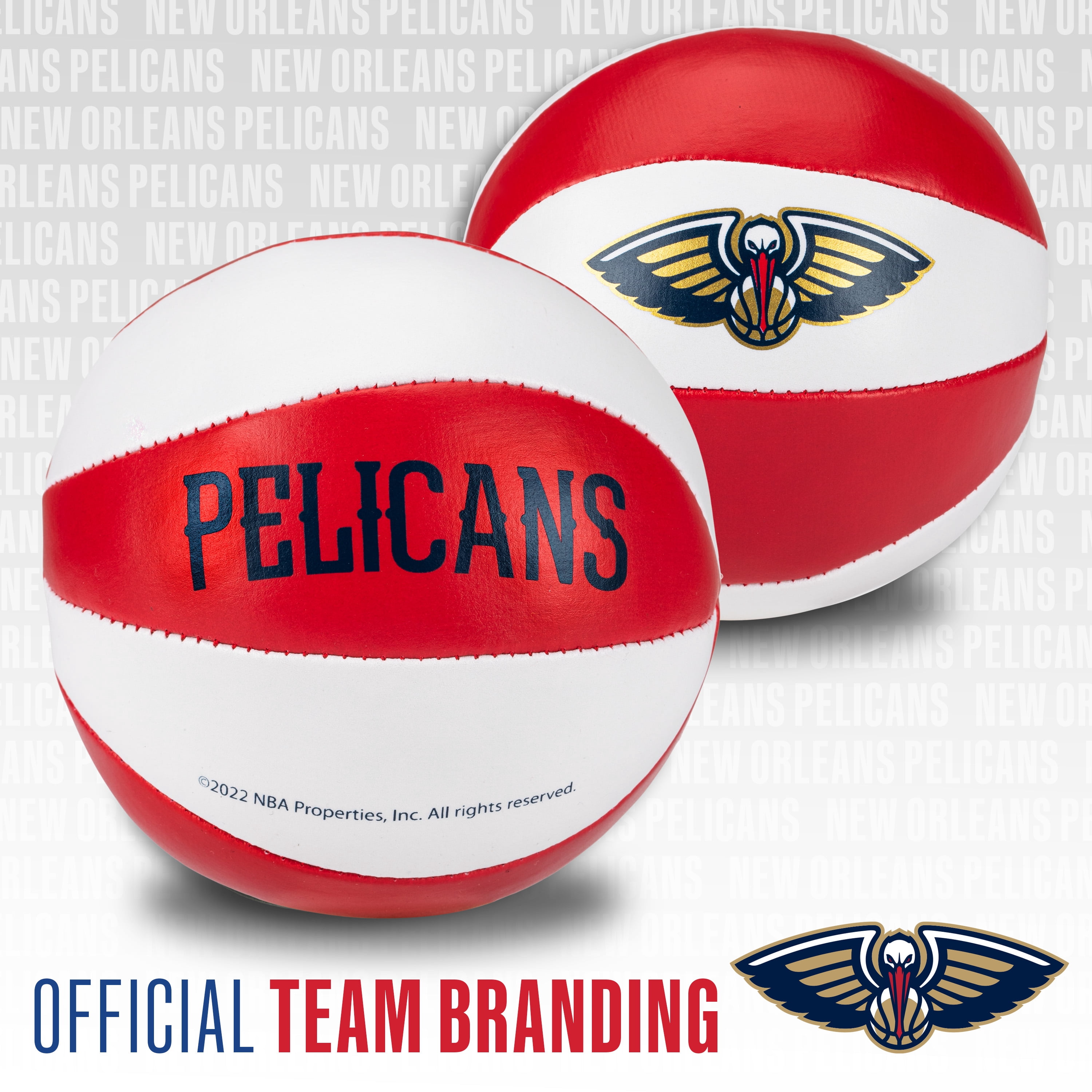 Franklin Sports NBA New Orleans Pelicans Toy Basketballs - 2 Pack of Kids Soft Mini Basketballs for Over the Door + Indoor Hoops - NBA Fan Shop Kids Soft Toy Basketballs - (2) Mini Balls Included