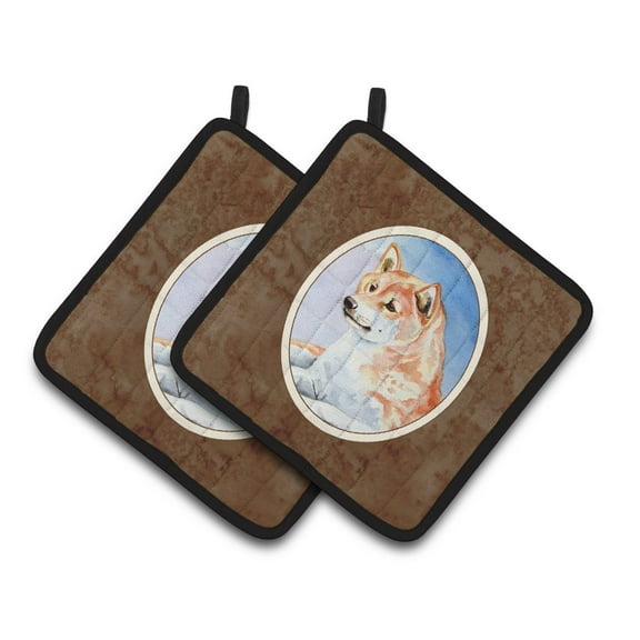 Carolines Treasures 7135PTHD Shiba Inu Pair of Pot Holders , 7.5HX7.5W, multicolor