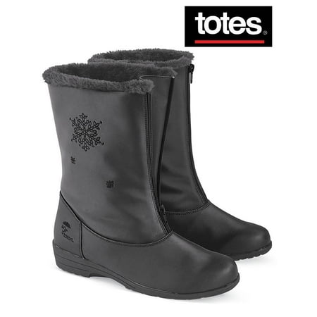 Totes Snowflake Wide Width Winter Boots with Zip Front