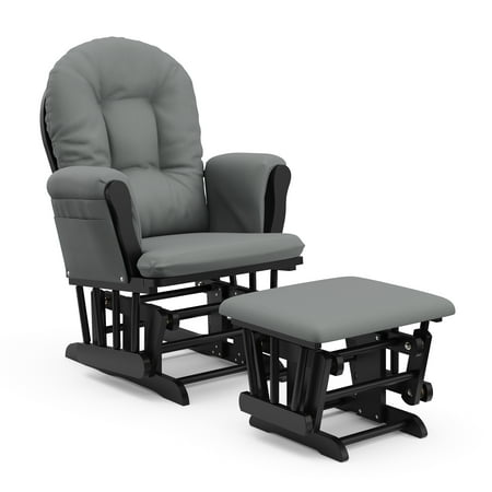 Stork Craft Custom Hoop Glider and Ottoman, Black/Grey