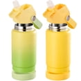 thumbnail image 2 of Daluvenix Kids Water Bottle with Straw Lid 12oz，Leakproof toddler Water Bottle for School, Insulated Stainless Steel Water Bottles for Kids BPA Free, Yellow+Gradient Yellow(2 pack), 2 of 9