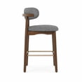 thumbnail image 5 of ClinQ 26 Inch Counter Height Bar Stools Set of 4, Upholstered Fabric Kitchen Island Stools with Rubber Wood Legs, Backrest and Gold Footrest, Gray, 5 of 10