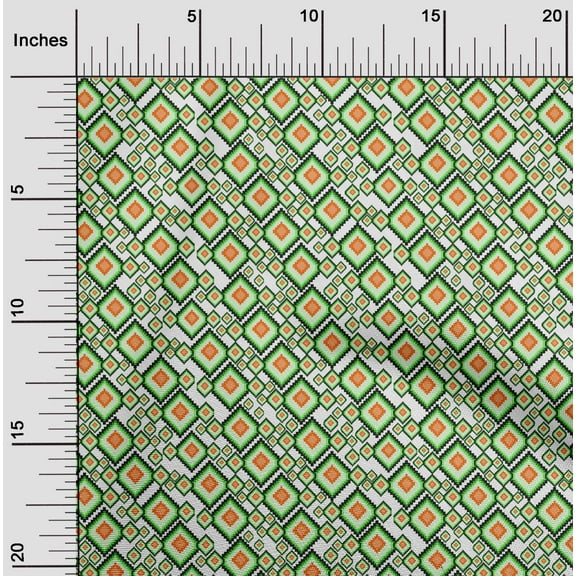 oneOone Cotton Flex Fabric Diamond Flame Stitch Print Fabric By Yard 40 Inch Wide