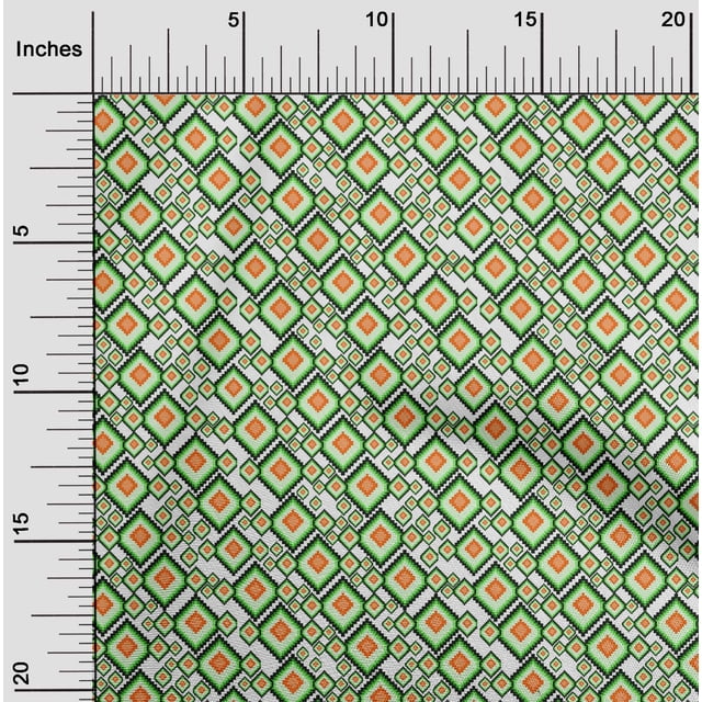 oneOone Georgette Viscose Fabric Diamond Flame Stitch_Printed Craft Fabric BTY 42 Inch Wide