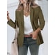 thumbnail image 2 of Blazer Cicy Bell para mujer, casual, con parte delantera abierta, color verde militar, 2 of 6