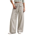 thumbnail image 4 of ZHYou No Boundarie Womens Baggy Pants Casual Stretch Waist Drawstring Quick Dry Wide Leg Lounge Trousers,Beige,Size S, 4 of 7