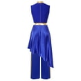 thumbnail image 2 of Zaldita Robe de Danse de Louange pour Femmes Sans Manches Métallisée Ourlet Asymétrique Robe + Pantalon Ample Bleu Royal G, 2 of 6
