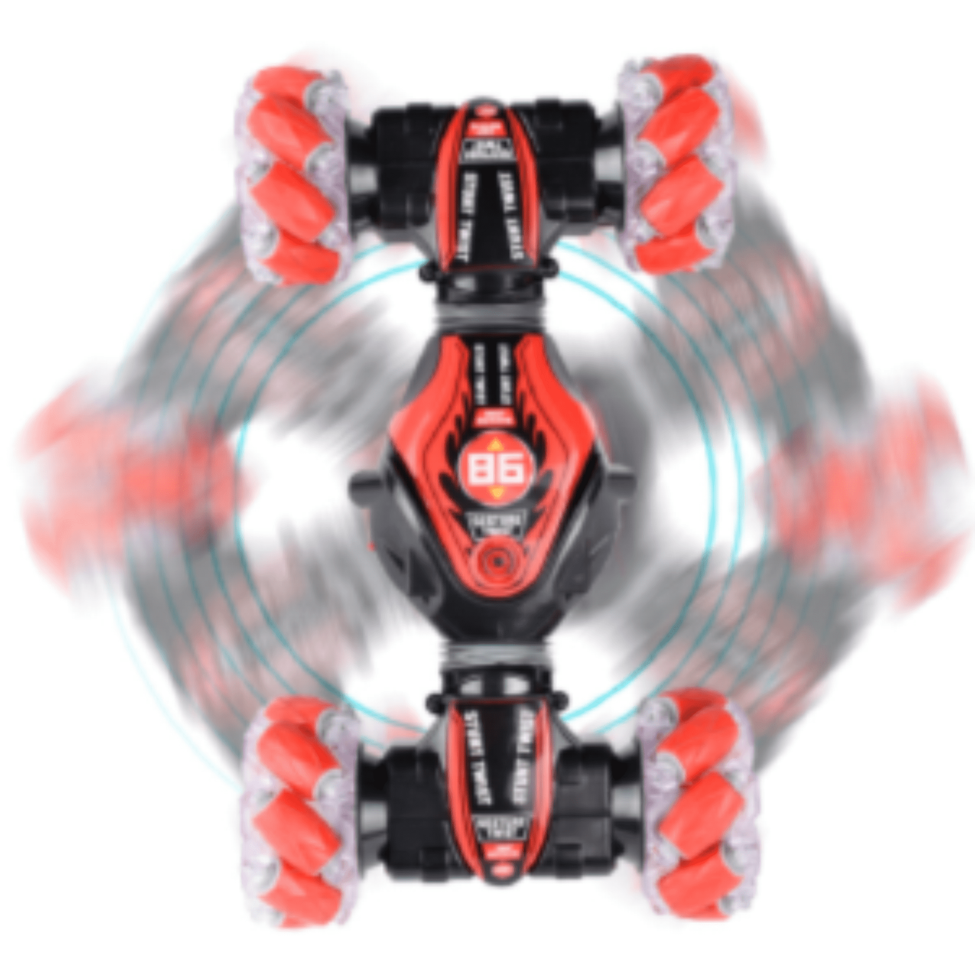 Kuty Juzi Watch Controlling RC Stunt Car with Spray Light and Music, 4-Wheel-Drive Off Road Twisting Car Toy Gift(White-Transparent)
