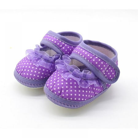 

Baby Girls Princess Shoes Polka Dots Soft Sole Cloth Crib Shoes Sneaker