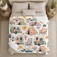 thumbnail image 5 of Whimsical Retro Camping Trailers Tents Watercolor Pattern, Rustic Camping Scene, Warm Flannel Blanket for Cabin and Lodge, Outdoor Lovers Camping Gift, Rustic Home Decor, 5 of 9