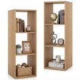 thumbnail image 1 of Gymax 2PCS 3-Cube Bookshelf Vertical Bookcase w/Back Guardrail & Anti-tipping Kits Natural, 1 of 9