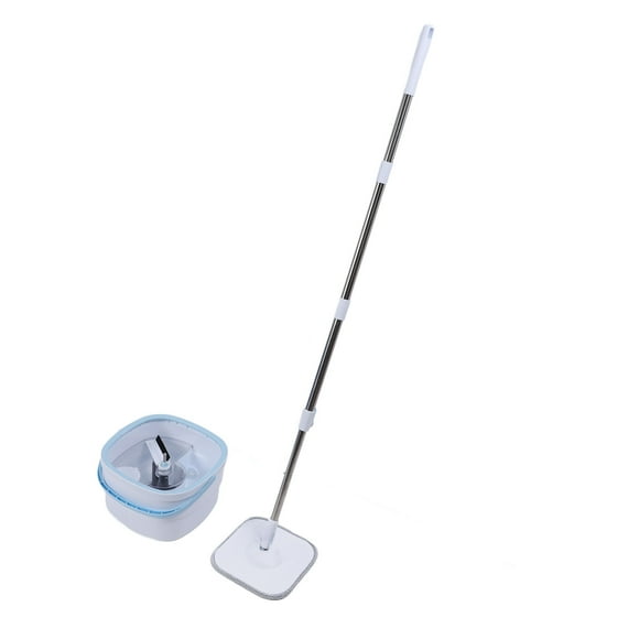 Spin Mop, Self Wringing Square 360 Degree Rotating Spin Mop and Bucket Set Dirty and Clean Water Self Separation for Tile