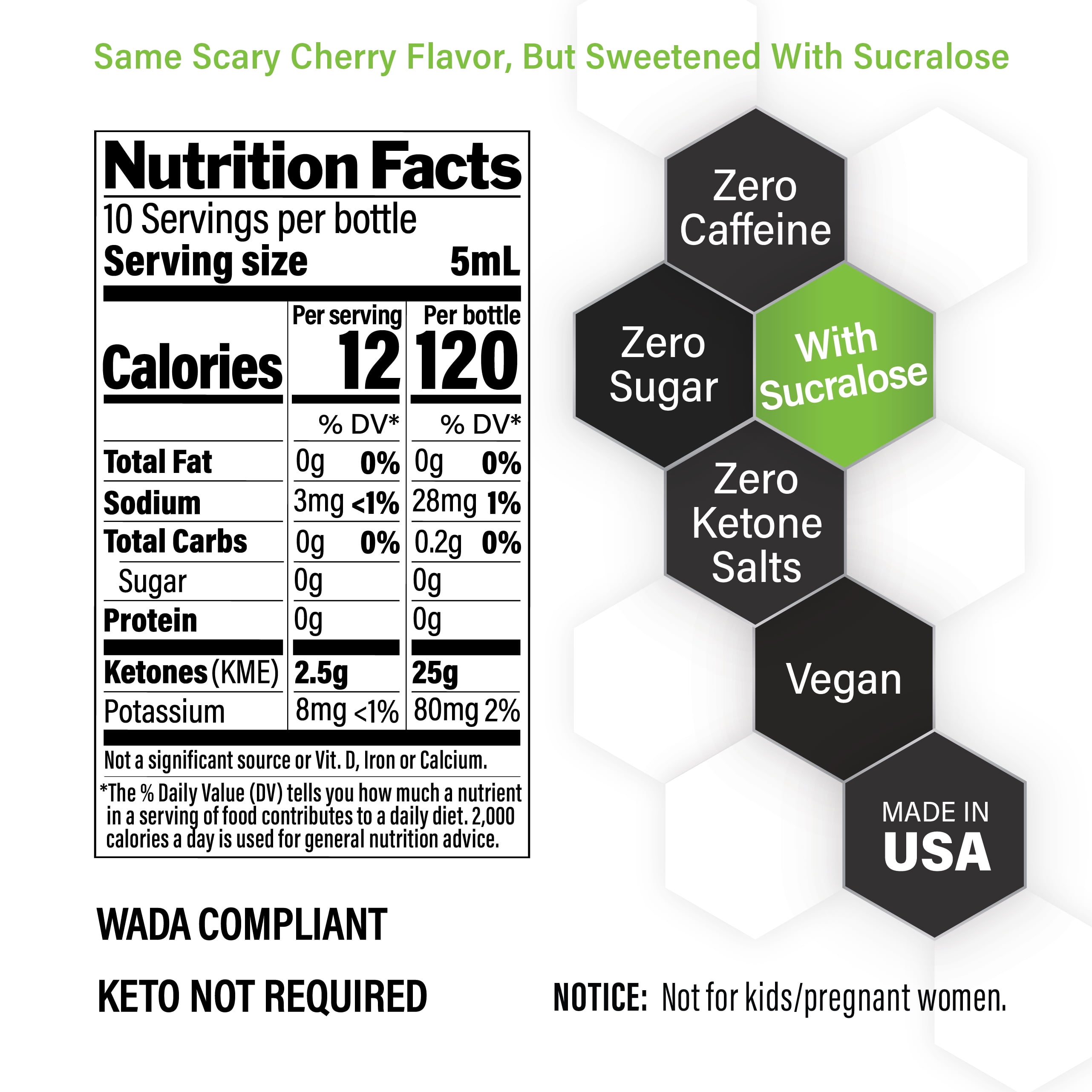 KetoneAid Ke4 Ketone Ester Concentrate w/ sucralose for focus, energy & recovery - 3 pack, 50mL bottles, 10 serv./btl. (30 Serv.), 0 carb., 12 cal., keto not required.